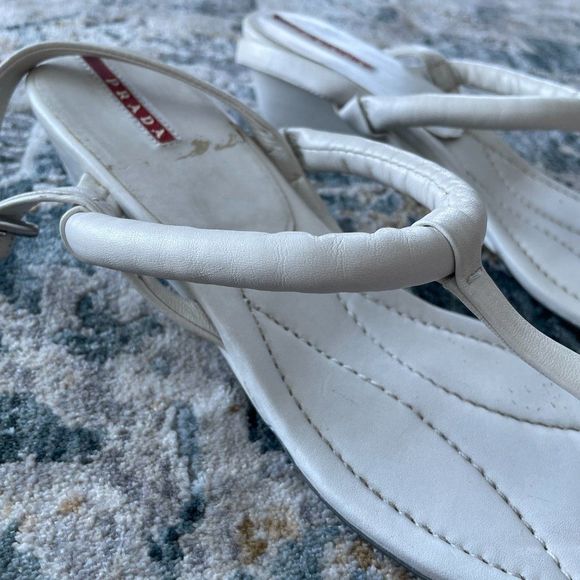 Prada Leather Thong Wedge Sandal - Picture 2 of 11